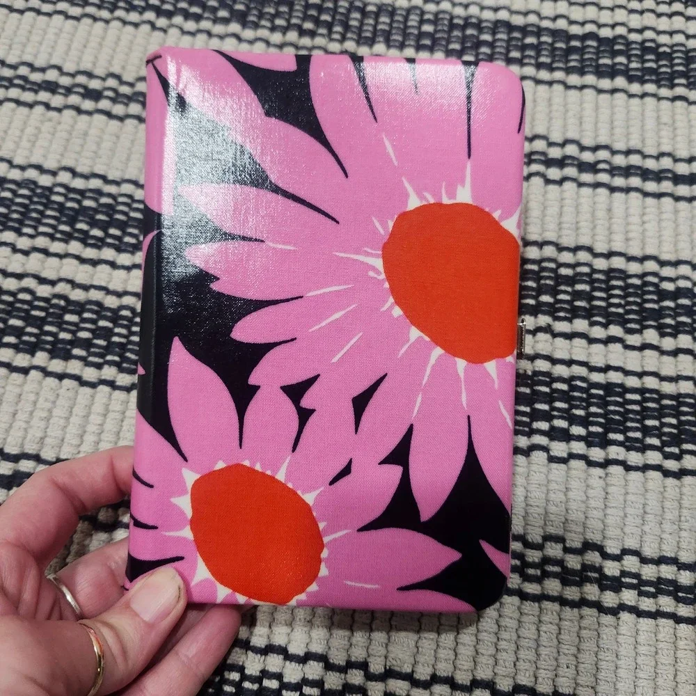 Vera Bradley Pink Orange Floral Photo Album Card Holder Hard Shell Case Wallet